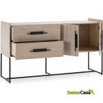 Aparador 150X46X86 Madera Natural/Metal Negro