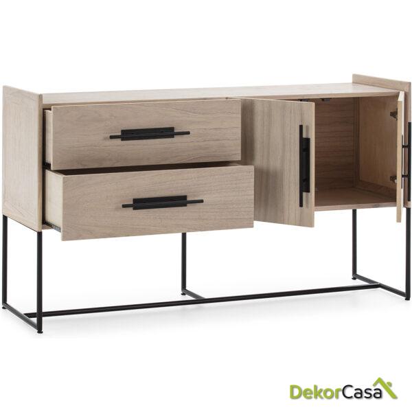 Aparador 150X46X86 Madera Natural/Metal Negro