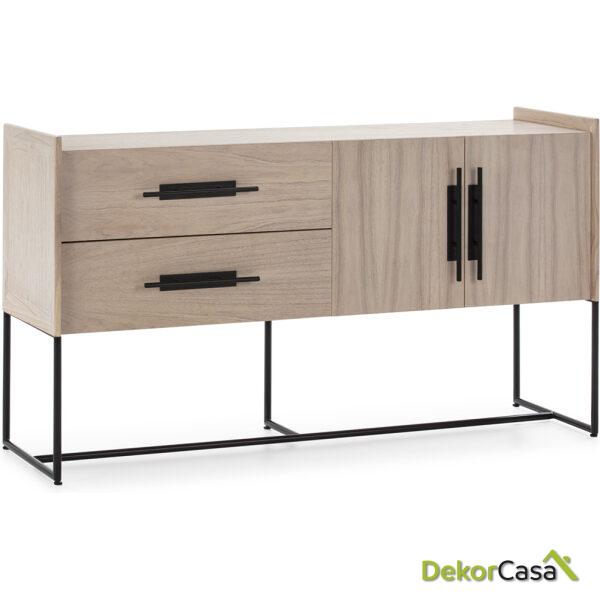 Aparador 150X46X86 Madera Natural/Metal Negro