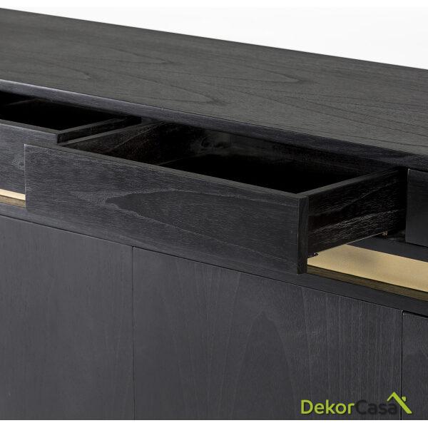 Aparador 180X45X75 Madera Negro/Metal Oro