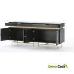 Aparador 180X45X75 Madera Negro/Metal Oro