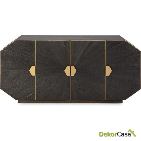 Aparador 180X45X85 Madera Marrón Oscuro/Metal Dorado