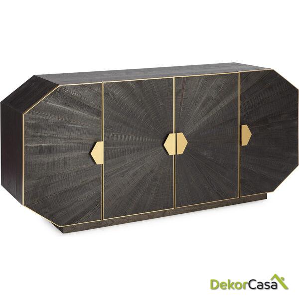 Aparador 180X45X85 Madera Marrón Oscuro/Metal Dorado