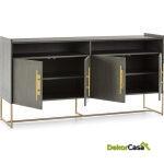 Aparador 180X46X94 Madera Gris/Metal Dorado