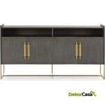 Aparador 180X46X94 Madera Gris/Metal Dorado