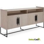 Aparador 180X46X94 Madera Natural/Metal Negro