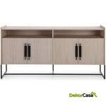 Aparador 180X46X94 Madera Natural/Metal Negro