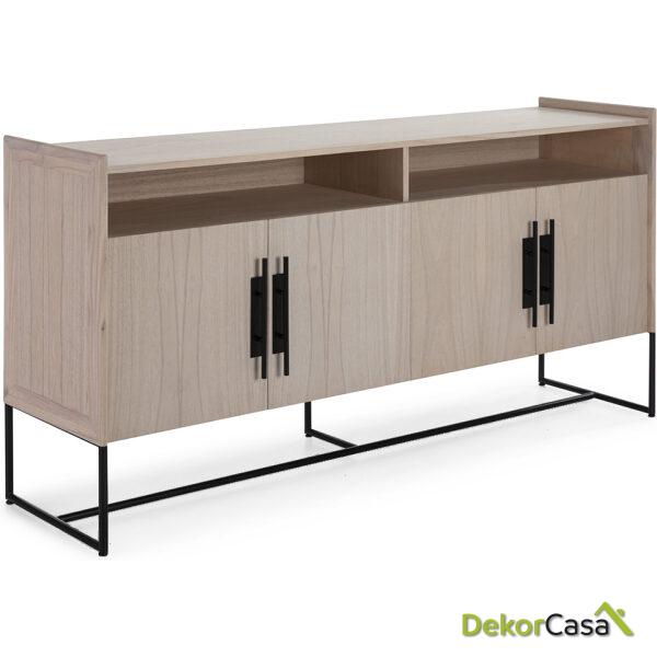 Aparador 180X46X94 Madera Natural/Metal Negro