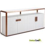 Aparador 180X48X85 Madera Blanco/Metal Color Cobre