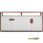 Aparador 180X48X85 Madera Blanco/Metal Color Cobre