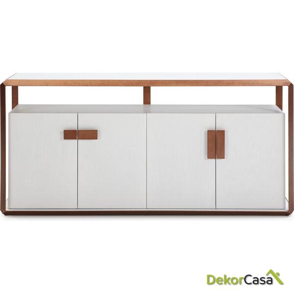 Aparador 180X48X85 Madera Blanco/Metal Color Cobre