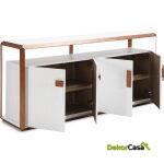 Aparador 180X48X85 Madera Blanco/Metal Color Cobre