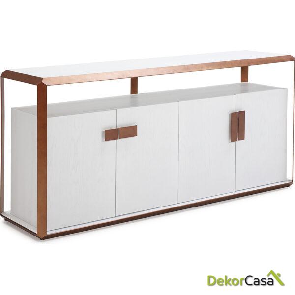 Aparador 180X48X85 Madera Blanco/Metal Color Cobre