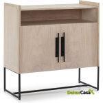 Aparador 90X40X93 Madera Natural/Metal Negro