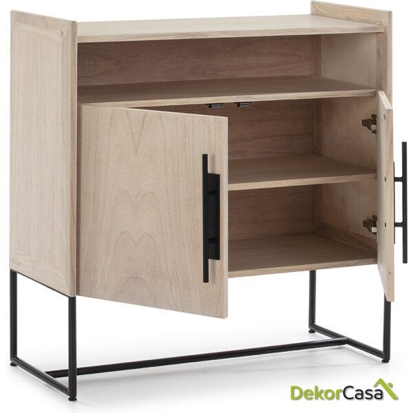 Aparador 90X40X93 Madera Natural/Metal Negro