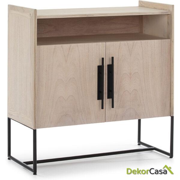 Aparador 90X40X93 Madera Natural/Metal Negro