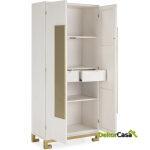 Armario 85X45X195 Madera/Metal Blanco/Dorado