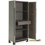 Armario 85X45X195 Madera/Metal Gris/Negro