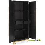 Armario 85X45X195 Madera/Metal Negro/Dorado