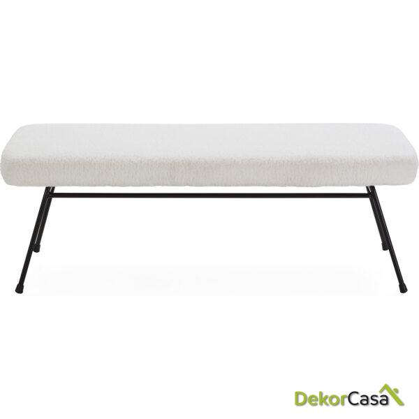 Banco 126X48X44 Metal Negro/Tela Blanco