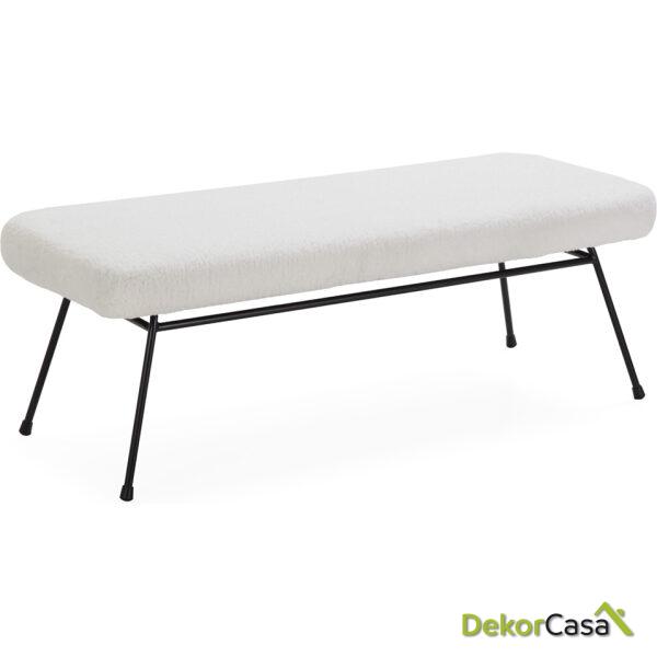 Banco 126X48X44 Metal Negro/Tela Blanco