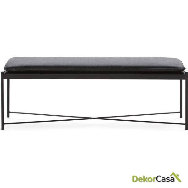 Banco 132X33X48 P.Piel Negro/Metal Negro