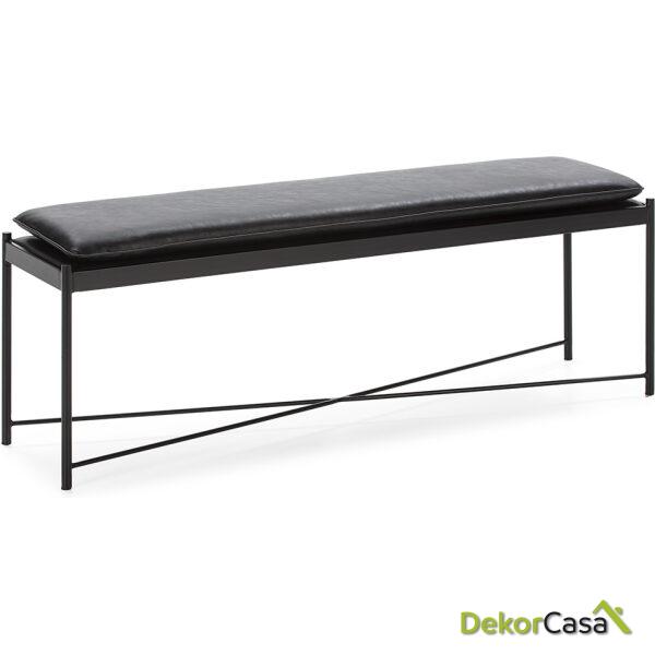 Banco 132X33X48 P.Piel Negro/Metal Negro