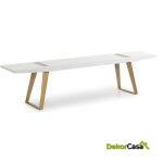 Banco 190X35X45 Madera Blanco/Metal Dorado