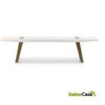 Banco 190X35X45 Madera Blanco/Metal Dorado