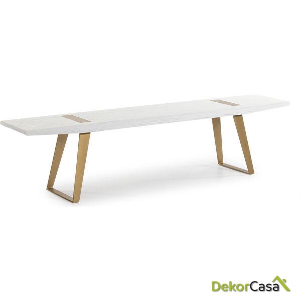 Banco 190X35X45 Madera Blanco/Metal Dorado