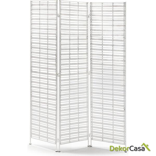 Biombo 140X2X178 Mimbre Blanco/Metal Blanco