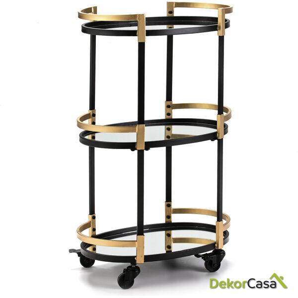 Camarera 54X33X88 Espejo/Metal Dorado/Negro