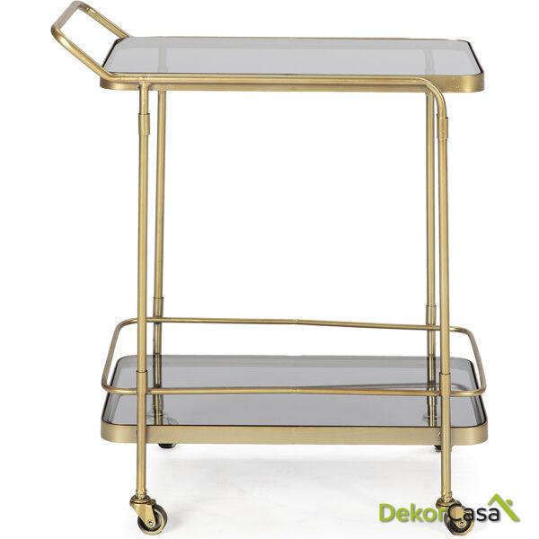 Camarera 61X39X72 Cristal Ahumado/Metal Dorado