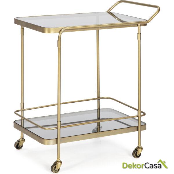 Camarera 61X39X72 Cristal Ahumado/Metal Dorado