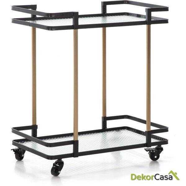 Camarera 68X40X78 Cristal/Metal Dorado/Negro