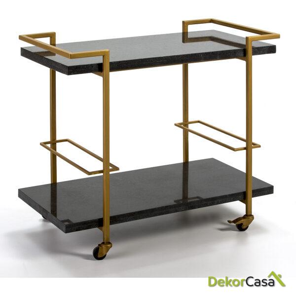 Camarera 91X51X81 Granito Negro/Metal Dorado