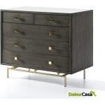 Cómoda 110X55X95 Metal Dorado/Madera Gris