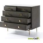 Cómoda 110X55X95 Metal Dorado/Madera Gris