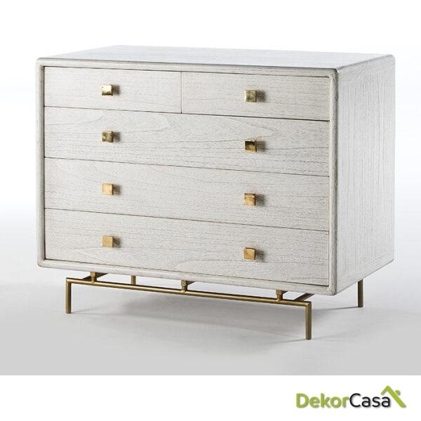 Cómoda 110X55X95 Metal Oro/Madera Blanco