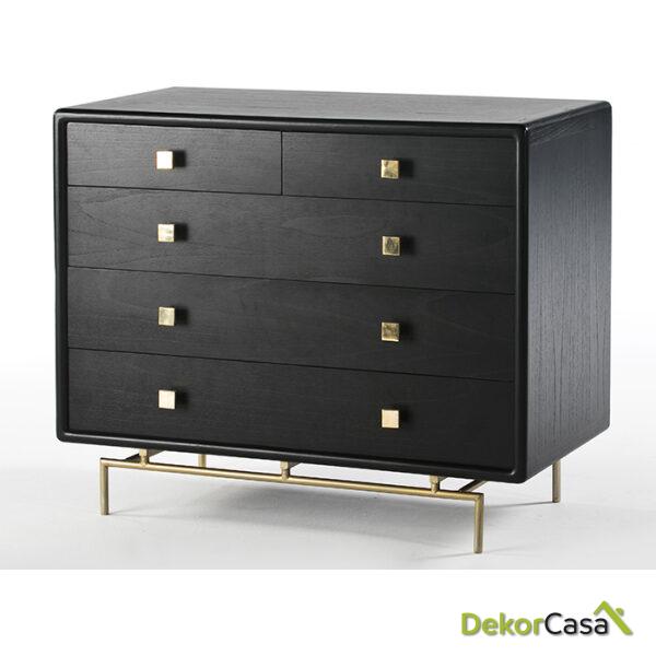 Cómoda 110X55X95 Metal Oro/Madera Negro