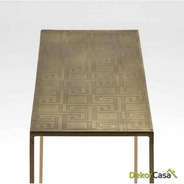 Consola 102X30X76 Metal Dorado Con Cenefa Griega