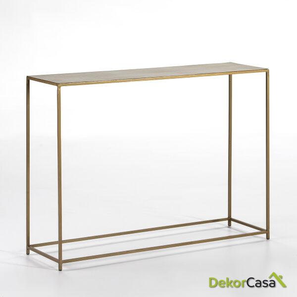 Consola 102X30X76 Metal Dorado Con Cenefa Griega