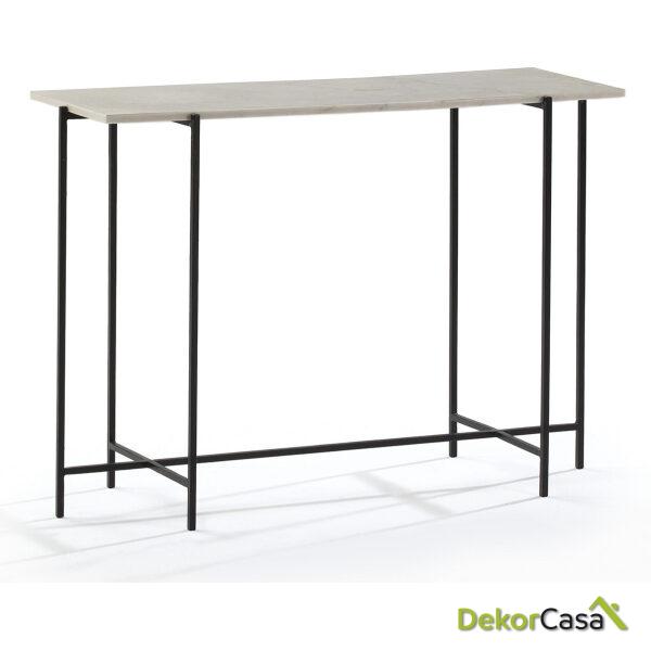 Consola 109X38X76 Metal Negro/Mármol Blanco