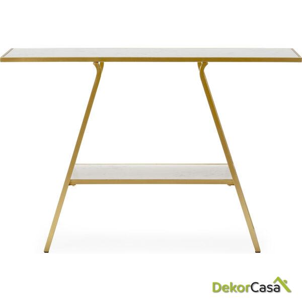 Consola 119X30X80 Metal/Mármol Dorado/Blanco