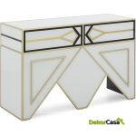 Consola 120X45X80 Cristal Blanco/Negro / Metal Dorado / Dm Dorado/Negro