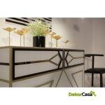 Consola 120X45X80 Cristal Blanco/Negro / Metal Dorado / Dm Dorado/Negro