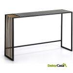 Consola 122X38X79 Espejo Envejecido/Metal Dorado/Negro