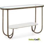 Consola 122X39X76 Cristal/Mármol Blanco/Metal Dorado