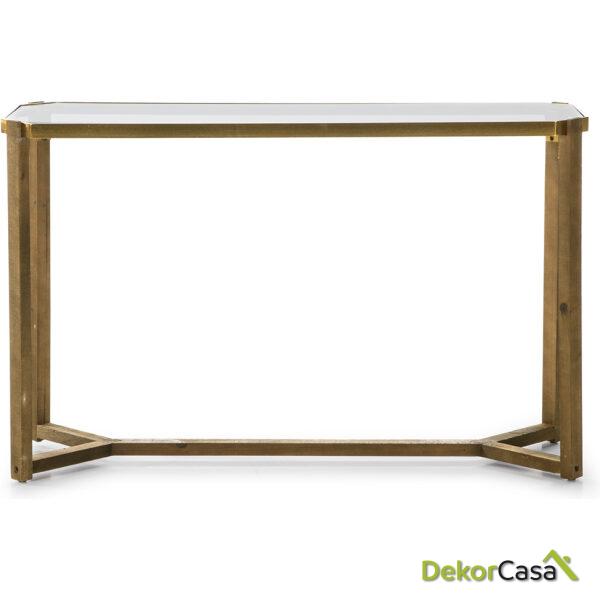 Consola 125X44X79 Cristal/Madera/Metal Dorado