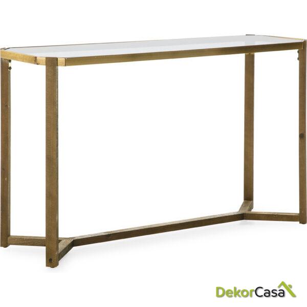 Consola 125X44X79 Cristal/Madera/Metal Dorado